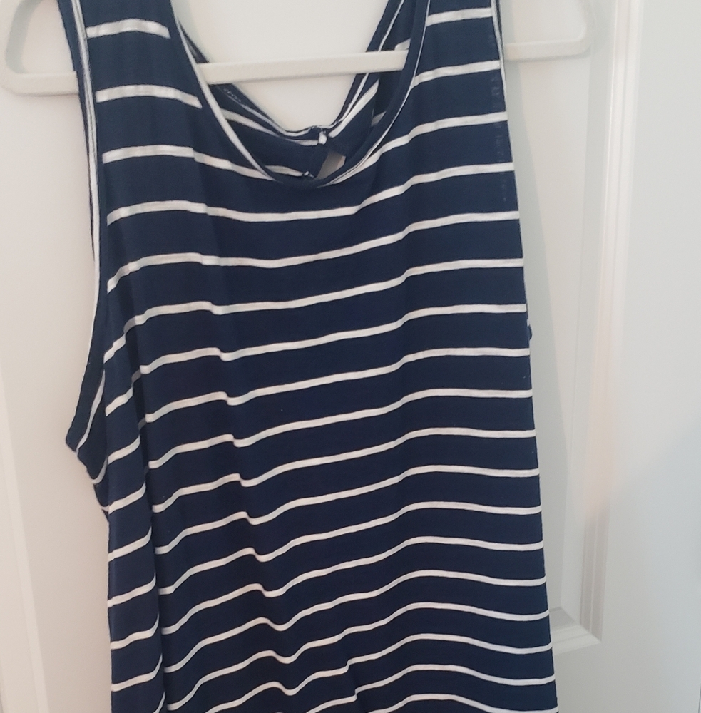 Navy Stripe Flowy Tank Top